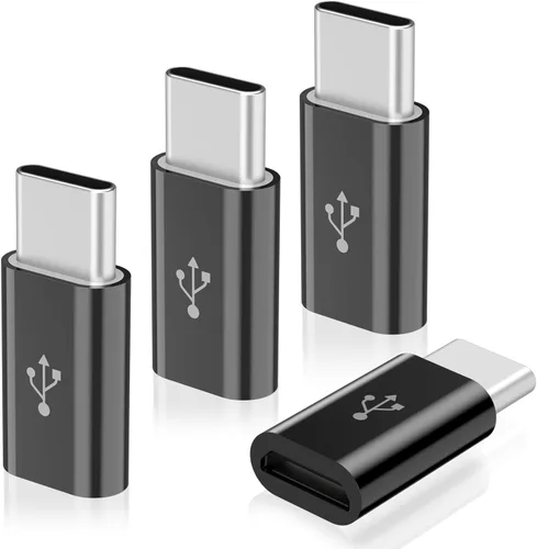 Paquete de 4 adaptadores micro USB a USB C, adaptador Micro-USB hembra a USB-C macho OTG compatible con iPhone 15 16 17, Samsung Galaxy S10 S9 S8