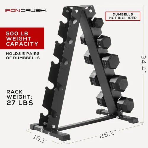 Miniatura 3 de Iron Crush Soporte para mancuernas con marco A, capacidad de peso resistente de 500 libras para el hogar o el gimnasio