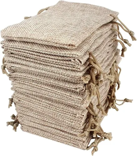 Miniatura 7 de Lote de 30 bolsas de arpillera con cordón de regalo, bolsas de joyería para bodas y manualidades, 5 x 7 pulgadas