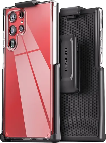 Encased Funda transparente para Samsung Galaxy S22 Ultra con clip para cinturón, funda protectora delgada con funda (S22 Ultra)