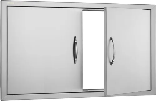 Miniatura 9 de VEVOR Puerta de acceso para barbacoa, 36 pulgadas de ancho x 21 pulgadas de alto, puerta de cocina doble para exteriores, puerta de acero inoxidable