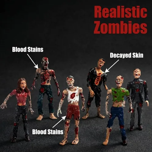 Miniatura 3 de Figura de acción de hombres del ejército y zombi, juguetes realistas de escena de batalla zombi, colecciones de juguetes de Navidad, Halloween, Negro