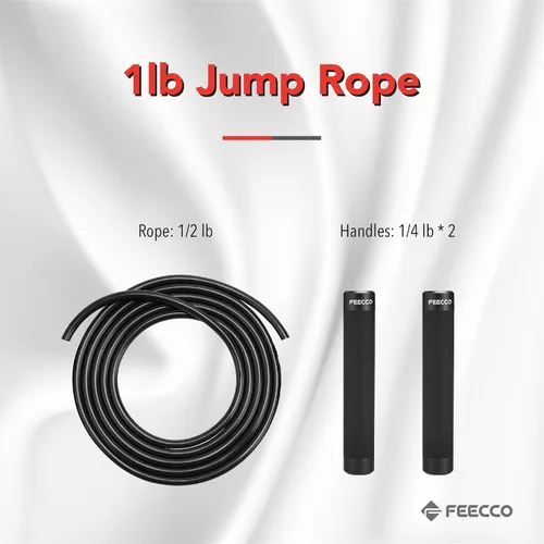 Miniatura 3 de FEECCO Weighted Jump Rope for Men, PVC Rope with Metal Handles and Ball Bearings
