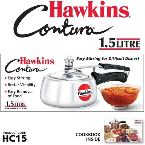 Miniatura 2 de Hawkins HC15 Contura - Olla a presión de 1,5 litros, pequeña, aluminio, color plateado