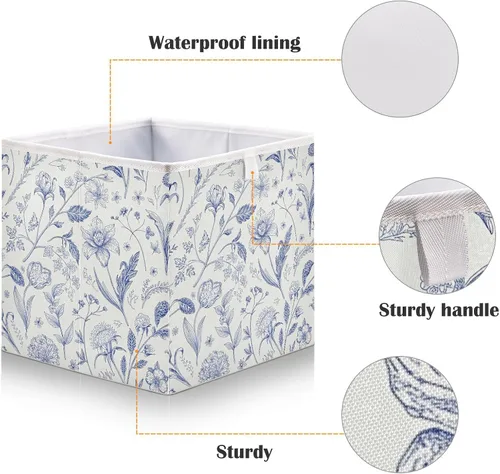 Miniatura 4 de Kigai Toile - Cubos de almacenamiento con diseño de cubos – 11 x 11 x 11 pulgadas, cubos plegables grandes, cesta organizadora de almacenamiento