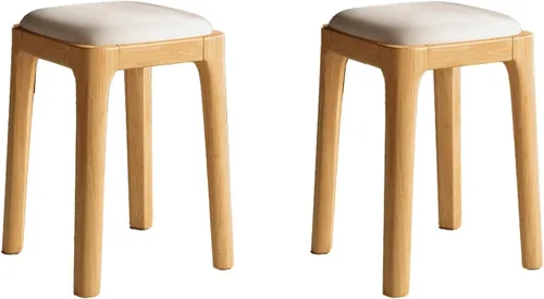Miniatura 15 de Wooden Dining Chairs Backless,Kitchen Chairs Stool Stackable,Dining Room Chair with PU Leather Cushion,Square Living Room Chair for Kitchen, Dining