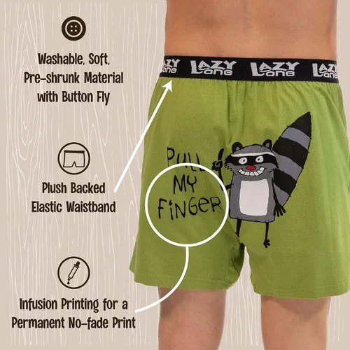 Miniatura 35 de Lazy One Divertidos boxers de animales, ropa interior humorística, novedosos pantalones cortos, regalos de broma para hombres