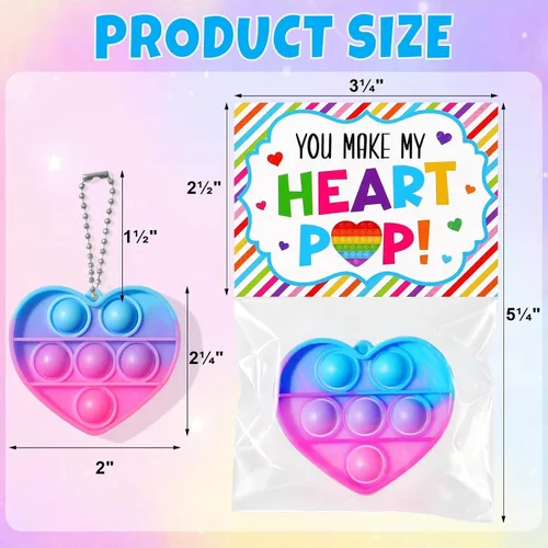 Miniatura 4 de Qinline Paquete de 30 regalos de cumpleaños para niños – Mini juguete antiestrés de corazón con tarjetas de regalo para niños y niñas, regalos
