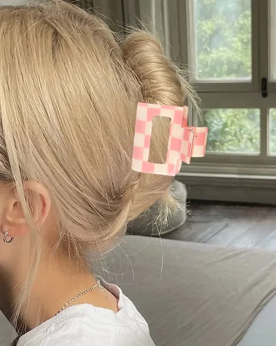 Miniatura 6 de Airsky Paquete de 6 pinzas para el cabello a cuadros, pinzas cuadradas medianas para el cabello, 2 x 2 x 1.1 pulgadas, talla única, diseño