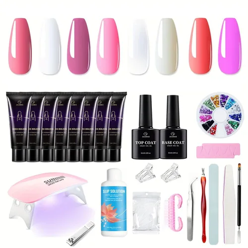 Miniatura 5 de Poly Gel - Juego de 10 colores al azar para crear rápidamente extensiones de uñas UV/LED en seco, gel de mejora de extensión de uñas