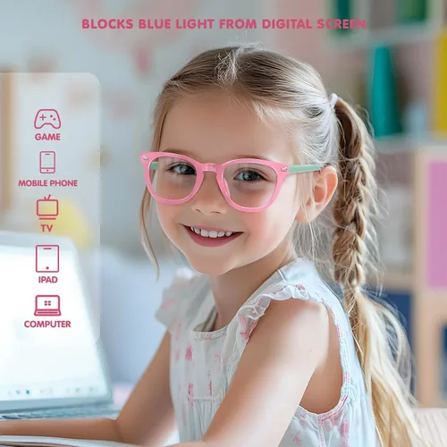 Miniatura 5 de Lentes de bloqueo de luz azul para niños y niñas, TR90, irrompibles, antirreflejos, UV400 de 2 a 18 años * Mezcla de 5 pares-a