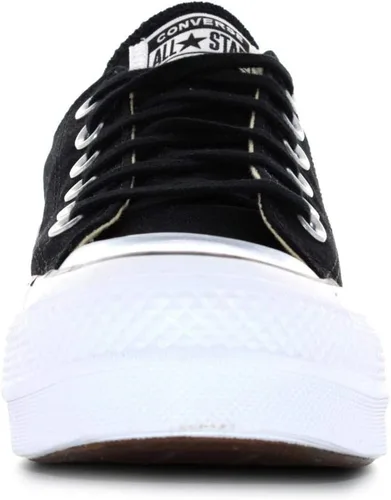 Miniatura 5 de Converse Chuck Taylor All Star Low Top (versión internacional), tenis deportivos para mujer de EE. UU, Elevador de lonaNegroBlancoBlanco