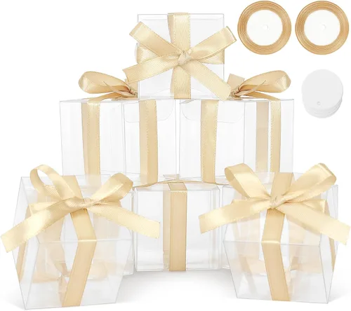 Miniatura 8 de Cotopher - 120 unidades de cajas de regalo transparentes, cajas de plástico transparentes de 3,8 x 3,8 x 3,8 cm para trufa de chocolate. Mini cajas