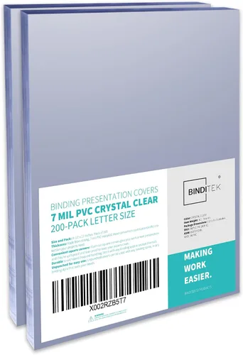 Miniatura 19 de Binditek paquete de 50 portadas de encuadernación transparentes de PVC de 8 mil, 11 x 17 pulgadas, tamaño tabloide, esquinas cuadradas, sin