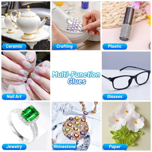 Miniatura 6 de B7000 - Pegamento para joyería transparente para diamantes de imitación, Cridoz 3.7 onzas líquidas, pegamento adhesivo para manualidades con punta