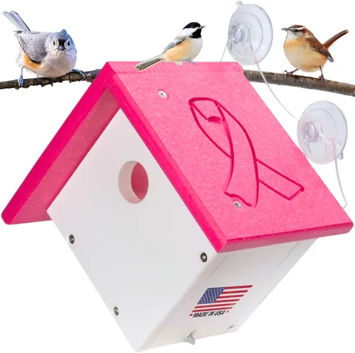 Miniatura 10 de JCs Wildlife Casa Wren de montaje en ventana de madera de polietileno reciclada (negro)