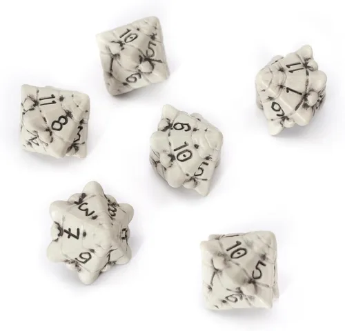 Miniatura 10 de Juego de dados DND - Juego de 7 dados poliédricos de calavera y hueso RPG - D20, D12, D10, D10, D8, D6 y D4 caras. Regalo genial y único para Hueso
