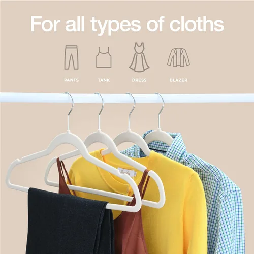 Miniatura 2 de Home-it - Perchas de terciopelo de alta calidad, paquete de 30 perchas antideslizantes para ropa de trajes, color marfil, para armario, chaqueta