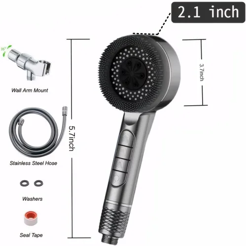 Miniatura 8 de Cabezal de ducha filtrado con cabezal de ducha de mano, alta presión, 4 modos de pulverización, lavado a presión para baño de mascotas, interruptor
