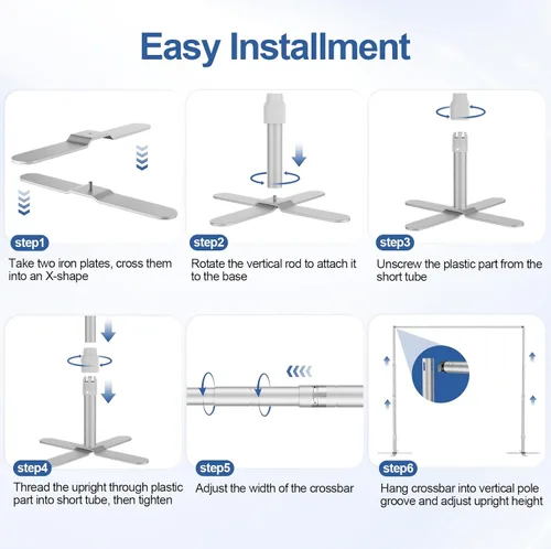 Miniatura 6 de EMART Soporte de fondo resistente de 8.9 x 10 pies, kit de soporte de fondo para fotos de tubería y cortina, marco de metal ajustable con base