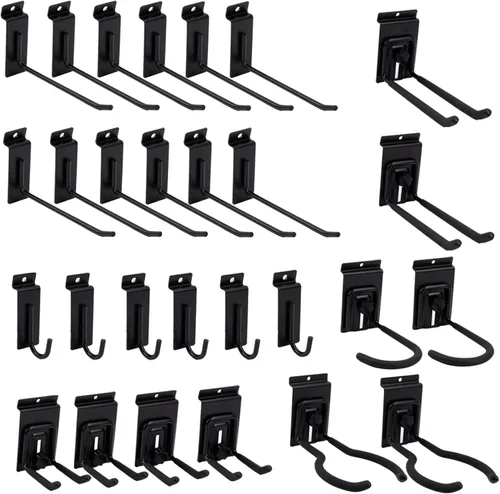 Miniatura 9 de Slatwall Panel organizador de garaje resistente montado en la pared, paneles de listones de PVC, sistema de almacenamiento para el hogar, Gris