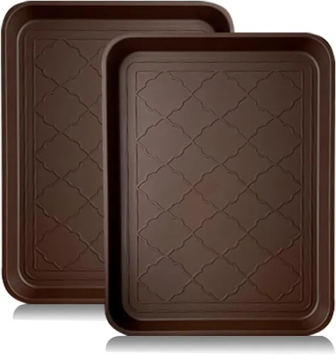 Miniatura 10 de PetLike Bandejas para botas para entrada en interiores, bandejas de comida para mascotas, 16.7 x 12.8 pulgadas, paquete de 2 unidades, bandeja