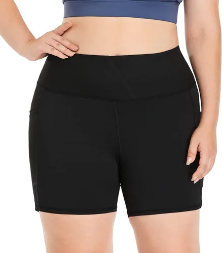 Miniatura 2 de ZERDOCEAN Pantalones cortos de ciclismo para mujer, talla grande, de 8 a 5 pulgadas, cintura alta, para yoga, entrenamiento, deportes, atletismo