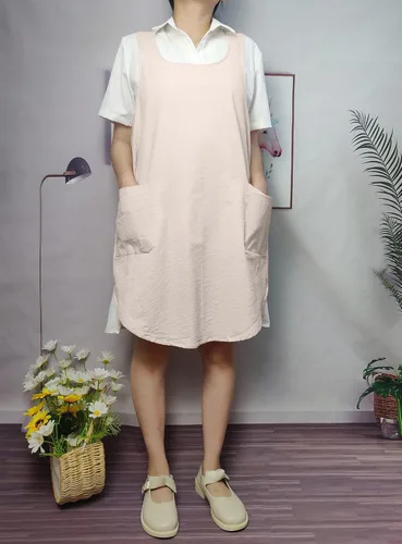 Miniatura 6 de Delantales de algodón con espalda cruzada, color sólido, para cocina, jardín, para mujeres y niñas con bolsillos