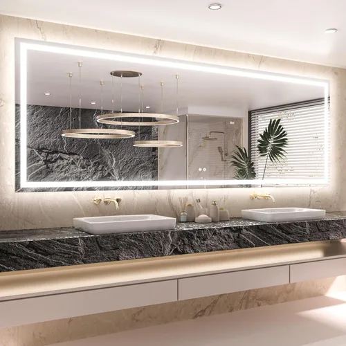 Miniatura 26 de Keonjinn - Espejo de baño LED de 24x32 pulgadas con luz, iluminación frontal y trasera, espejos iluminados para la pared del baño con luces