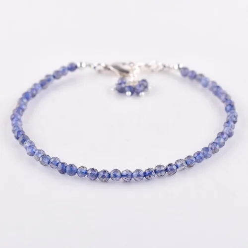 Miniatura 53 de Natural Gemstone Micro Round Beads Dainty Choker Bangle Bracelet, Handmade Jewelry for Women, Healing Chakra Crystals Silver Plated Chain 8 inch