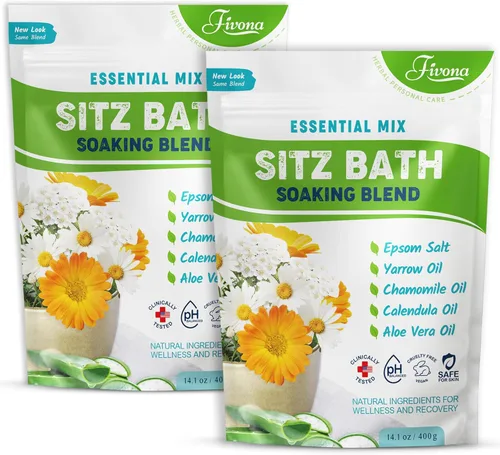 Miniatura 9 de Hemorrhoid Care Postpartum Care Alivio del quiste de Bartholin – FIVONA Sitz Bath Salt Natural Mezcla de Epsom con aceites esenciales Soak – 14.1 oz