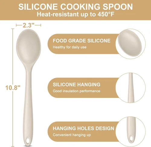 Miniatura 2 de E-far Juego de 2 cucharas de cocina de silicona, resistentes al calor, cucharas de cocina antiadherentes para hornear, agitar, servir, no tóxicas