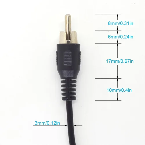 Miniatura 2 de Paquete de 2 cables RCA a cable desnudo, cable de altavoz de 1.0 ft/1 pie a audio macho conector RCA adaptador enchufe para repuesto RCA cable