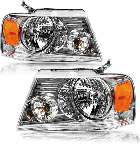 Miniatura 10 de Conjunto de faros BRYGHT Compatible con [Todos los modelos] 08-14 Ford E150 E250 08-21 E350 E450 Super Duty Faros de repuesto con carcasa cromada