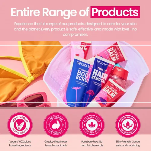 Miniatura 7 de WooWoo Crema natural de depilación íntima - Removedor de pelo vegano sin dolor para pieles sensibles - Depilatorio para genitales, bikini, piernas