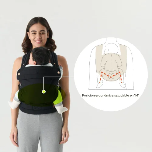 Miniatura 3 de Portabebés ergonómico para recién nacidos a niños pequeños, ligero y transpirable de algodón para comodidad con manos libres (negro)