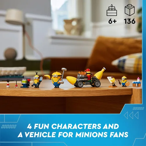 Miniatura 2 de LEGO Despicable Me 4 Minions y Coche de Plátano Juguetes para Niños, Divertido Set de Juguetes Despicable Me, Juego de Construcción Creativa