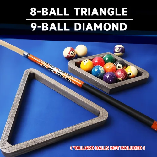 Miniatura 4 de GSE Games & Sports Expert Billar de madera maciza resistente de lujo, triángulo de 8 bolas/9 bolas de diamante para bolas de piscina de 2-1/4 Gris