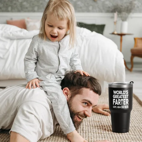 Miniatura 5 de Qtencas World's Greatest Farter, I Mean Father - Vaso de viaje para mejor papá, divertido regalo de cumpleaños y Navidad para papá, marido, hombres
