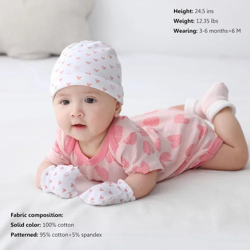 Miniatura 66 de Body de manga corta para bebé recién nacido, ropa de algodón de una pieza, 5 unidades, 0-12 meses