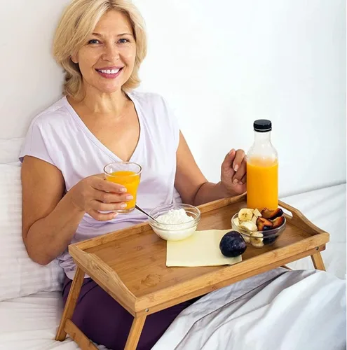 Miniatura 5 de Bandeja de cama Home-it con patas plegables, bandeja para desayuno de bambú con patas para desayuno