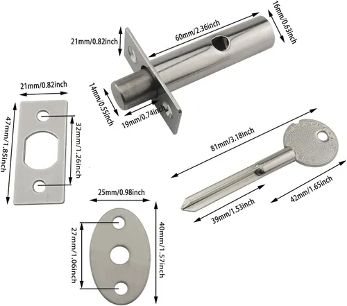 Miniatura 2 de JianLing 1 juego de acero inoxidable oculto de gestión de tubería de pozo de llave cerradura con tornillos 2.362 in mantenimiento cerradura