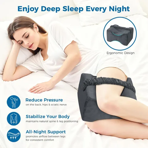 Miniatura 2 de Almohada de rodilla para dormir de lado, almohada de espuma viscoelástica con correa para dormir de lado, almohada de elevación de apoyo entre
