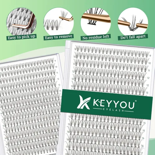 Miniatura 47 de Extensiones de racimos de pestañas 300 piezas, pestañas individuales 40D 0.07D rizado 11mm, para colocar en casa, bandeja grande de volumen