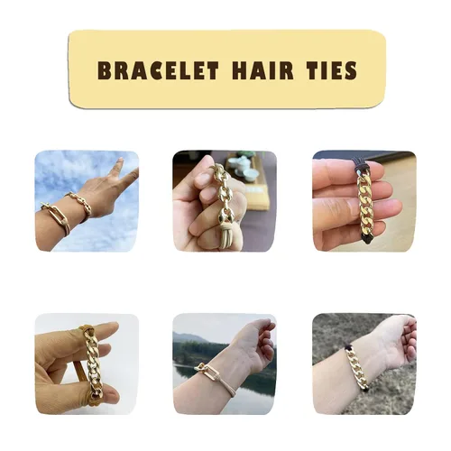 Miniatura 4 de Pulseras para el cabello, bonita pulsera elástica de nailon con colas de caballo para mujeres y niñas, soportes decorativos para cola de caballo