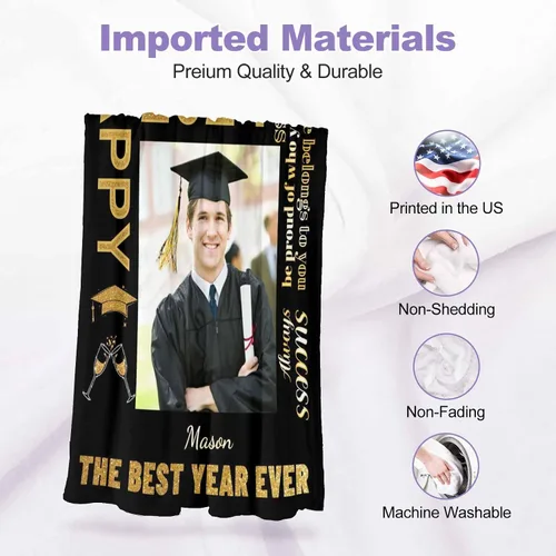 Miniatura 6 de D-Story Manta de franela personalizada para mujer, regalos de graduados, regalo de graduación de secundaria, regalos de graduación personalizados