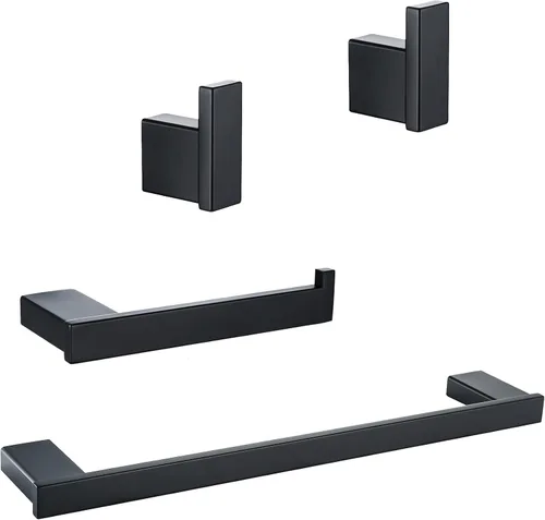 Miniatura 15 de RANDOM Toallero de mano moderno de 12 pulgadas negro mate montado en la pared SUS304 de acero inoxidable para cocina, accesorios de baño