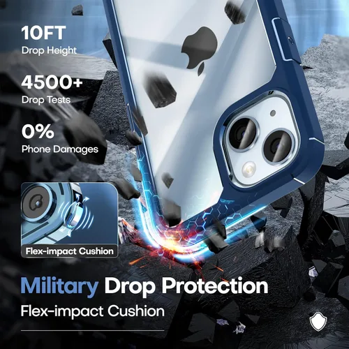 Miniatura 4 de TAURI Funda 5 en 1 diseñada para iPhone 14 Plus, color azul