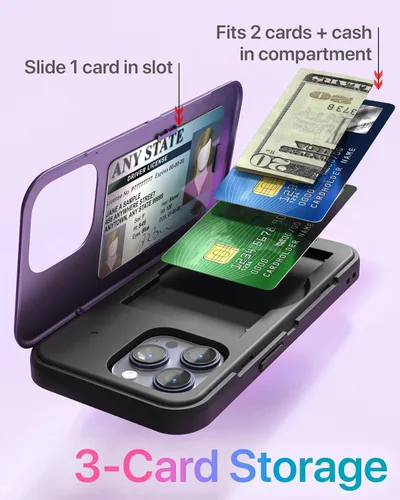 Miniatura 11 de TORU CX Slim - Funda tipo cartera para iPhone 15, funda protectora a prueba de golpes resistente con tarjetero oculto y ranura para tarjetas, espejo
