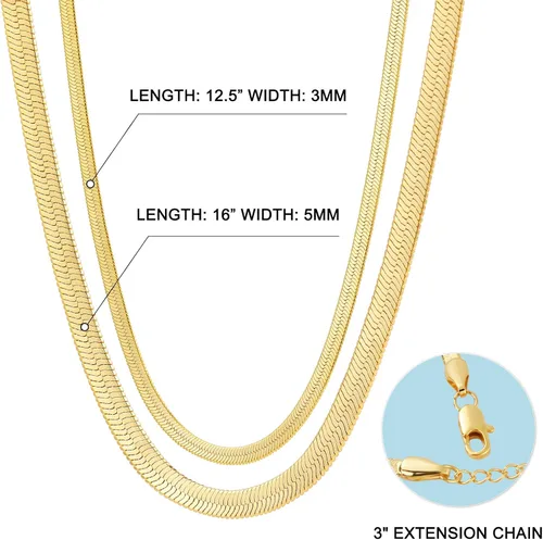 Miniatura 4 de Fiusem Collar de oro para mujer collar de cadena de espiga chapada en oro de 14 quilates gargantilla de cadena de serpiente dorada para mujer